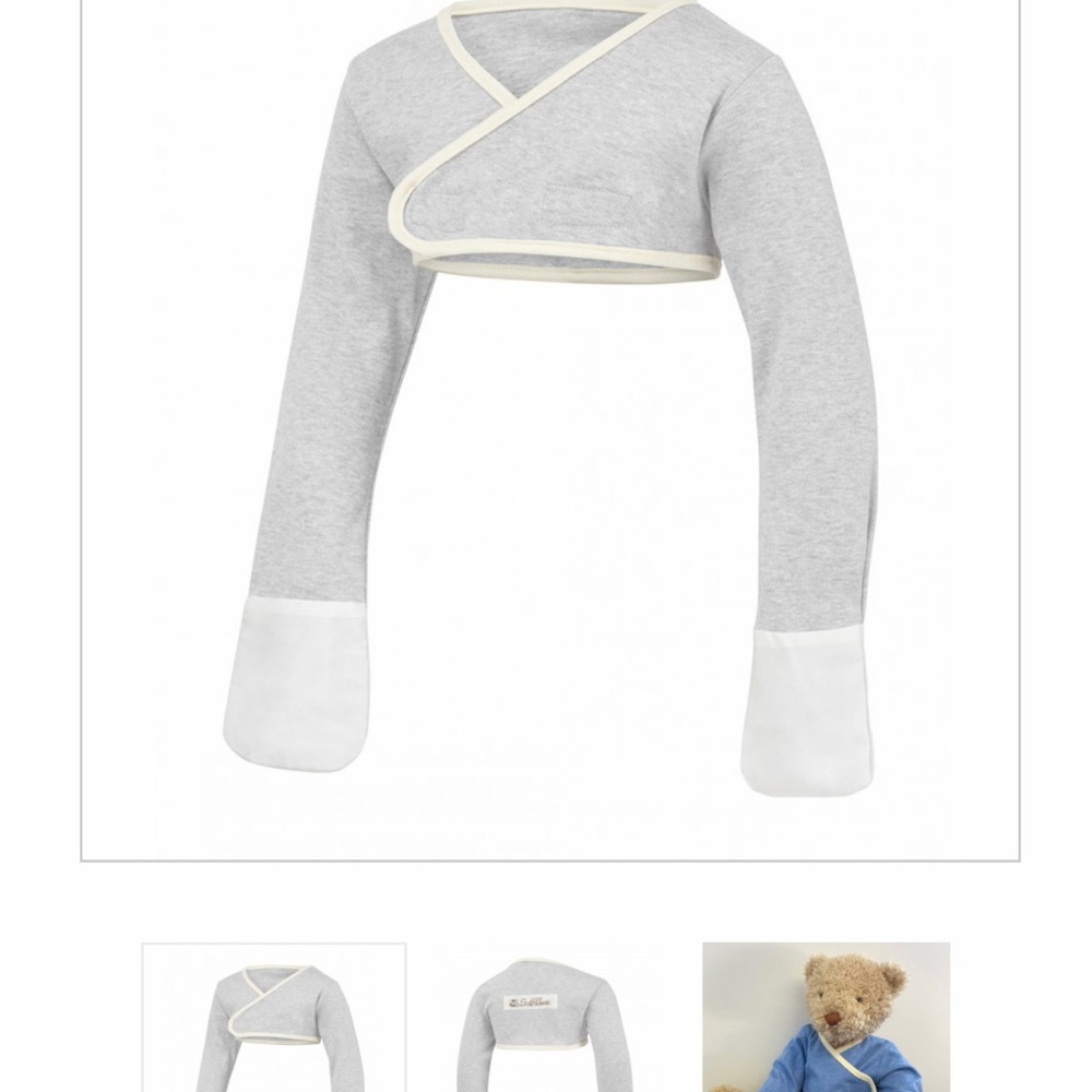 Two ScratchSleeves cross-over mittens 9-12M